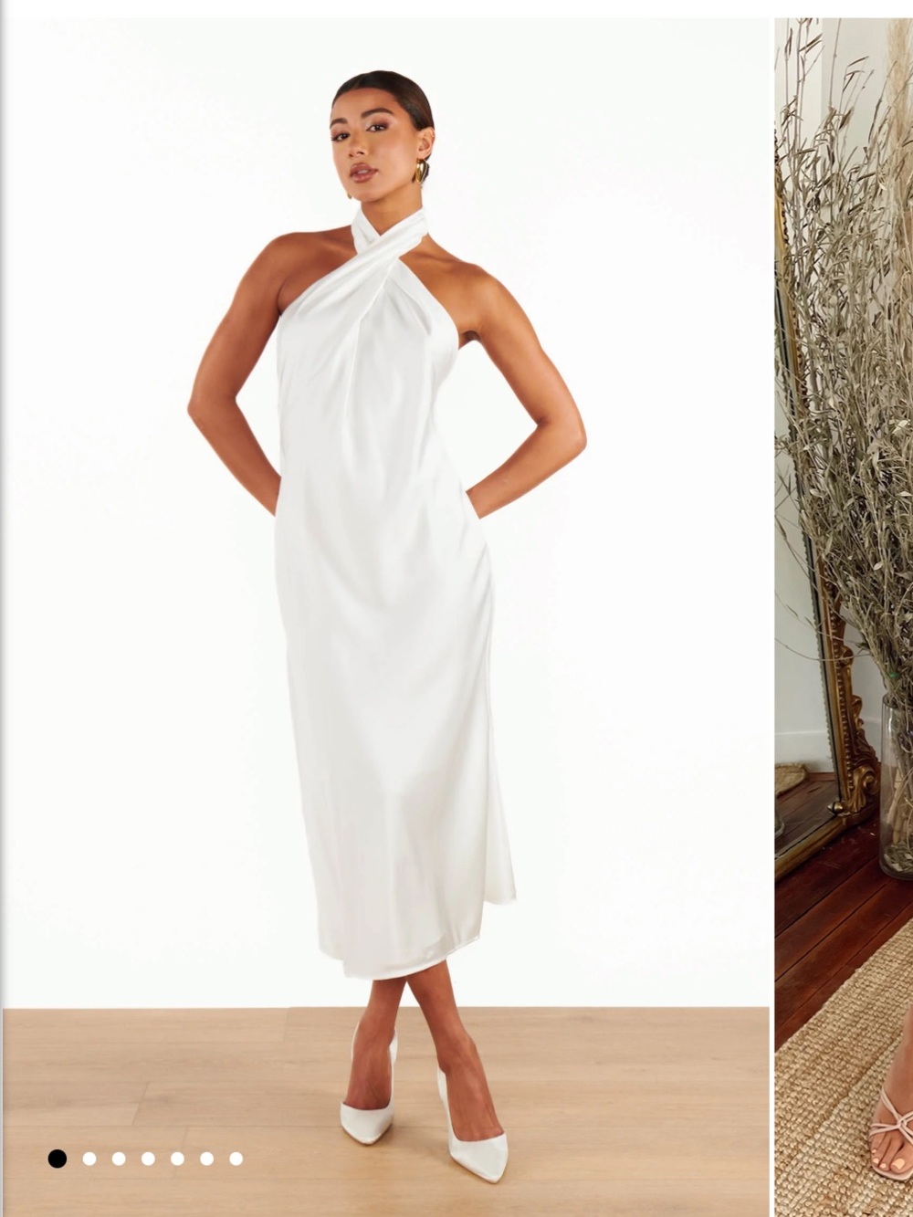 Show Me Your MuMu White Cross Halter Midi Dress